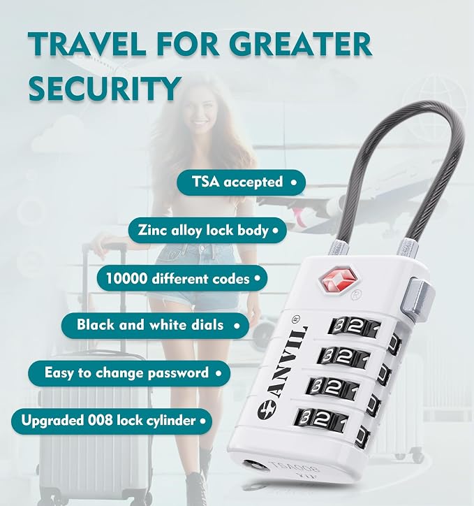 ANVIL 4 Digit Luggage Locks, TSA Locks - Image 5