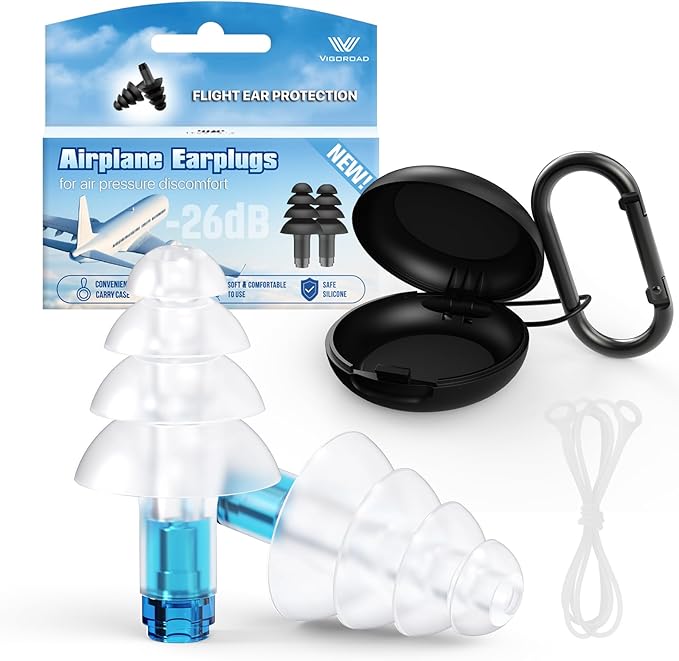 Ear Plugs for Airplane Pressure Relief, Kids 6+, Adults/Small Canal Reusable by VIGOROAD
