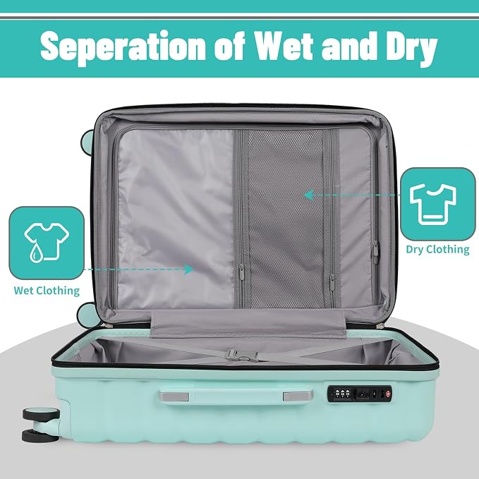 Lightweight Luggage with Spinner Wheels & YKK Zipper, 3-Piece Suitcase ABS+PC - Image 6