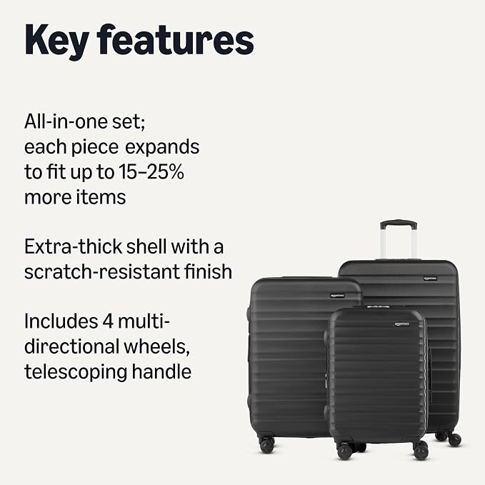Amazon Basics 3-Piece Set, Hardshell Suitcases - Image 2