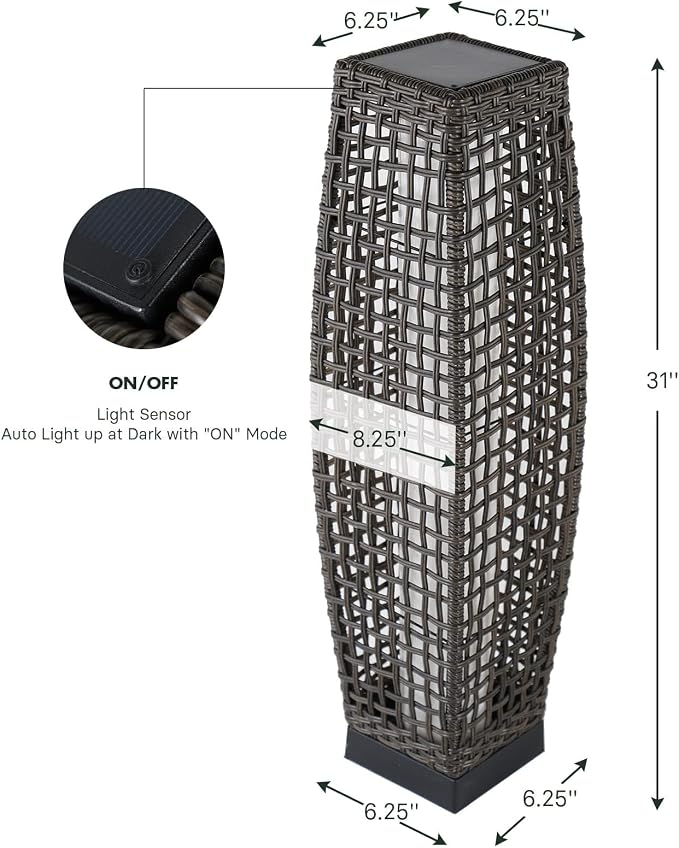 Grand patio Solar Outdoor Floor Lamp Solar Powered Lantern Water-Resistant - Image 8