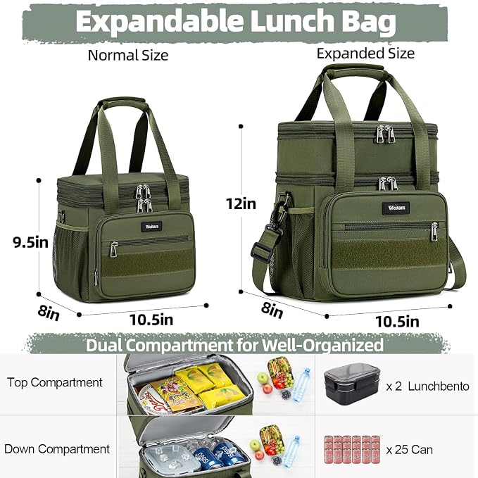 Weitars Tactical Lunch Box, Insulated Lunch Box, Large Expandable Heavy Duty - Image 5