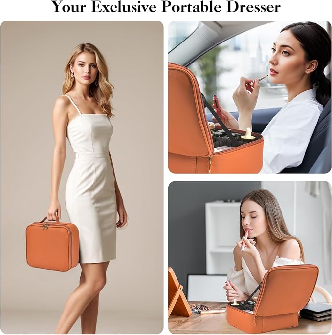 Travel Makeup Bag With LED Mirror, Makeup Travel Train Case with 3 Color Setting - Image 7
