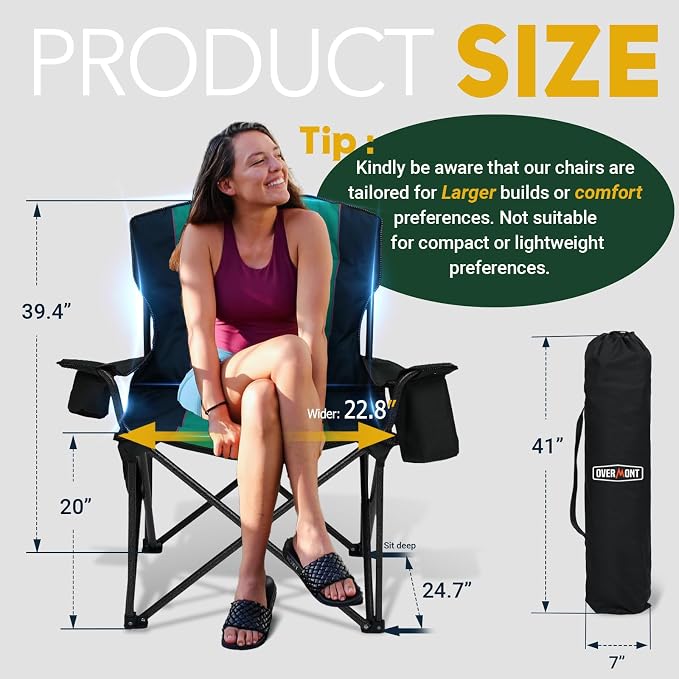 Overmont Oversized Folding Camping Chair - Image 3