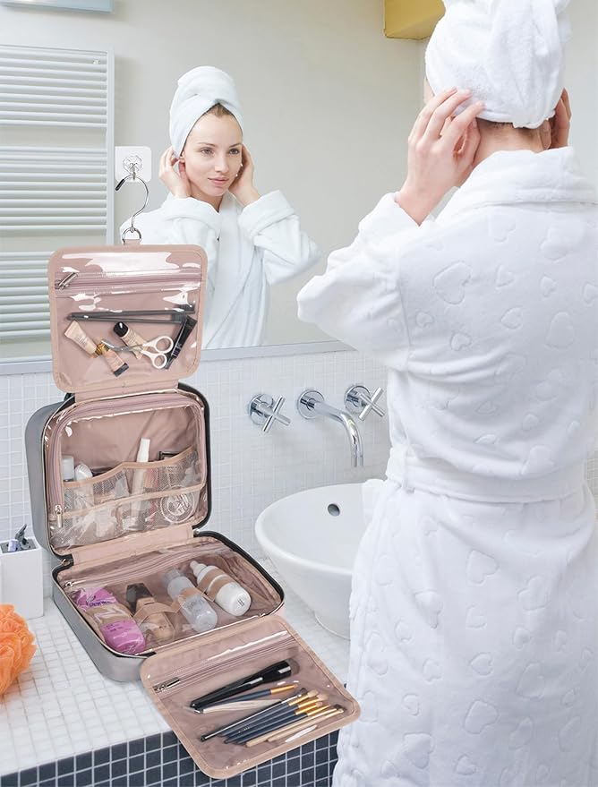 Grey Toiletry Bag, Makeup Organizer, Travel Bag - Image 3