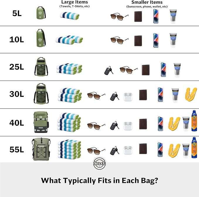 STOVER 5/10/25/30/40/55L Waterproof Backpack- Floating Dry Bag - Image 9