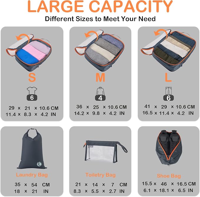 Cipway Compression Packing Cubes Mesh, Lightweight Luggage Organizer Bags - Image 5