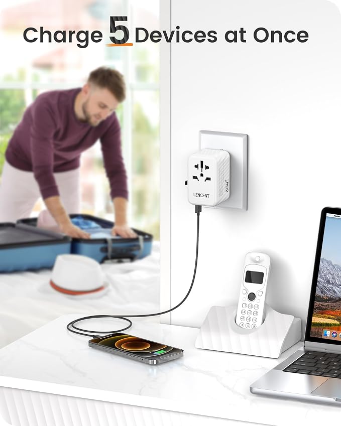 LENCENT Universal Travel Adapter, 65W GaN International Fast Charger - Image 5