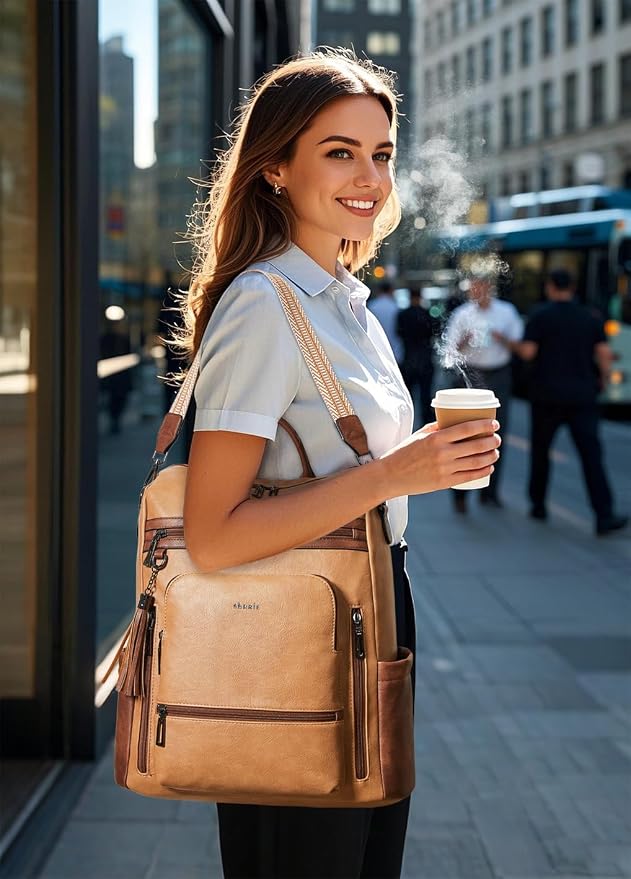 Shrrie Vegan Leather Laptop Backpack - Image 2