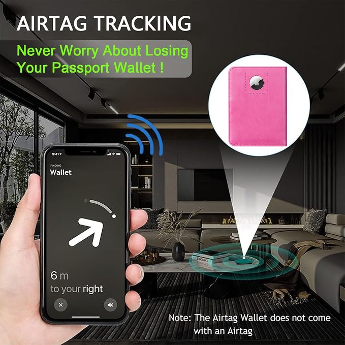 Airtag Passport Holder Cover Wallet Travel Essentials RFID Blocking Leather - Image 6