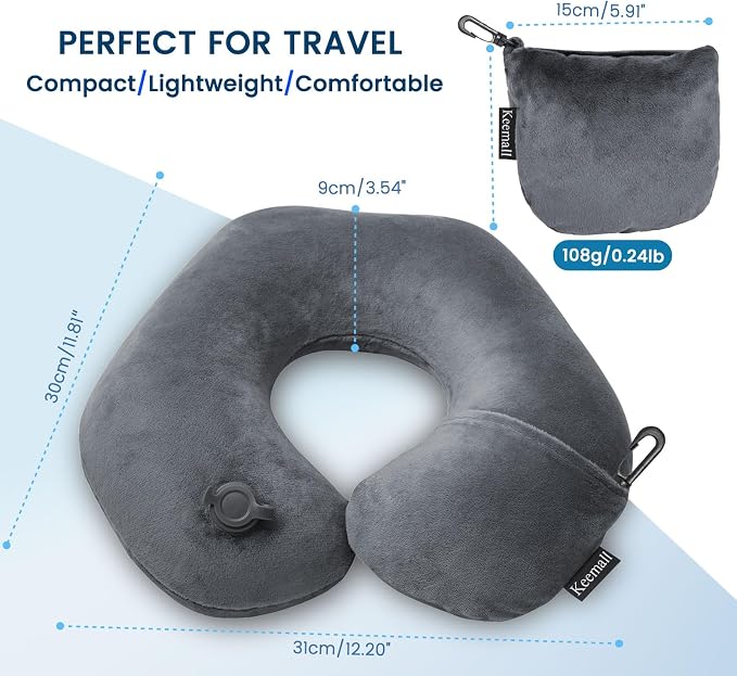 Inflatable Travel Neck Pillow, Super Soft Plane Neck Support Pillow - Image 8