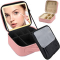 Makeup Bag with Led Mirror, Travel Makeup Organizer with 3 Color Setting & by SUILU