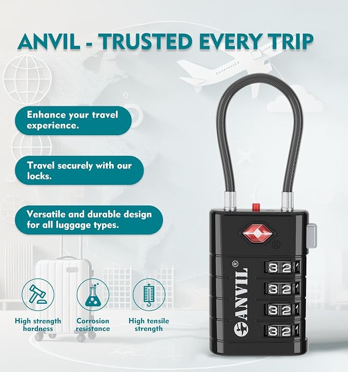 ANVIL 4 Digit Luggage Locks, TSA Locks - Image 4