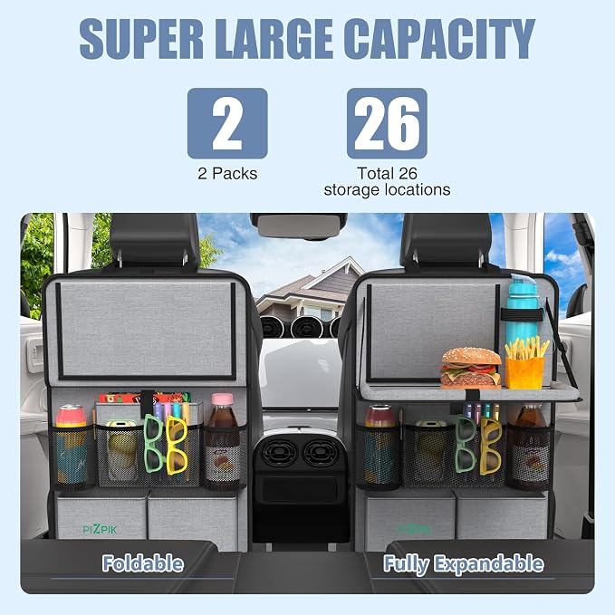 Car Backseat Organizer with Tablet Holder, 11 Storage Pockets with Foldable - Image 2