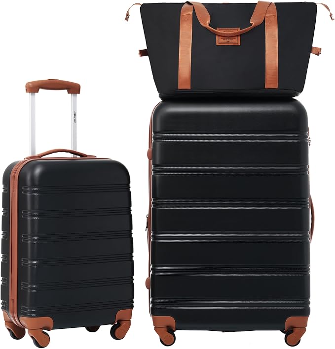Merax Luggage sets of 3 Piece 20 28 IN Carry on Luggage Hard Case Black and by Merax