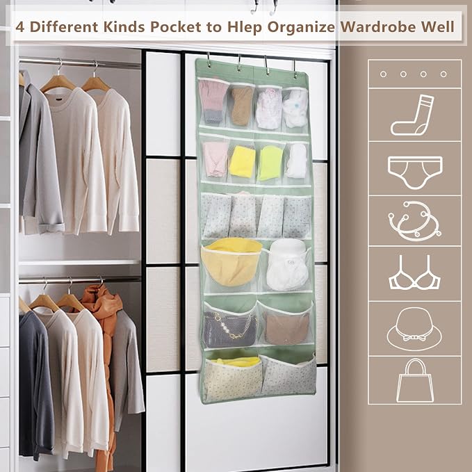 18 Pocekts Over the Door Shoes Organizer, Behind Door Hanging Storage Pocekt - Image 5
