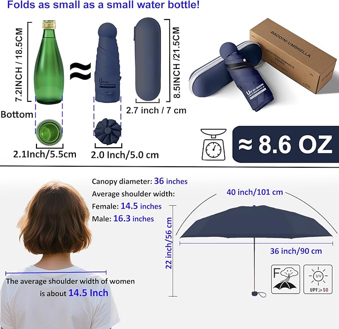 BAODINI Travel Mini Umbrella for Purse - Image 3