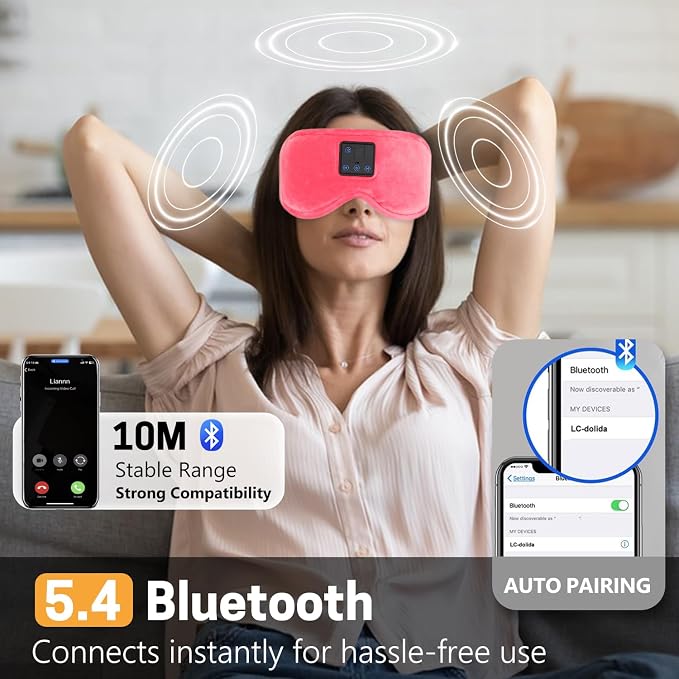 Sleep Mask with Bluetooth Headphones 3D Contour Sleeping Headphones 5.4 - Image 5
