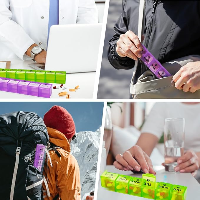 2-Pack Large Weekly Pill Organizer, Vitamin Pill Box Organizer 7 Day - Image 4