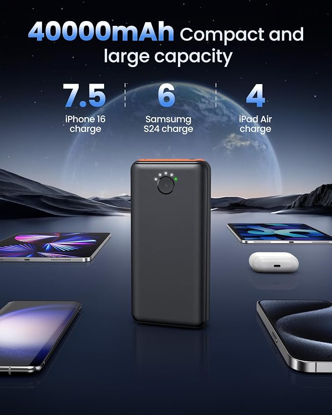 Portable Charger Power Bank 40000mah, USB C Fast Charging 22.5W External - Image 3