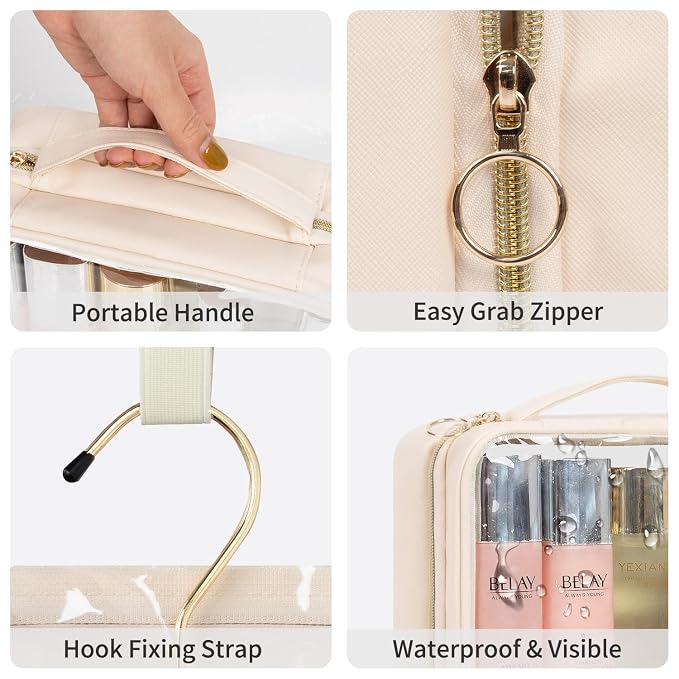 CUBETASTIC Clear Makeup Bags, Travel Make Up Organizer Storage Case, Hanging - Image 5