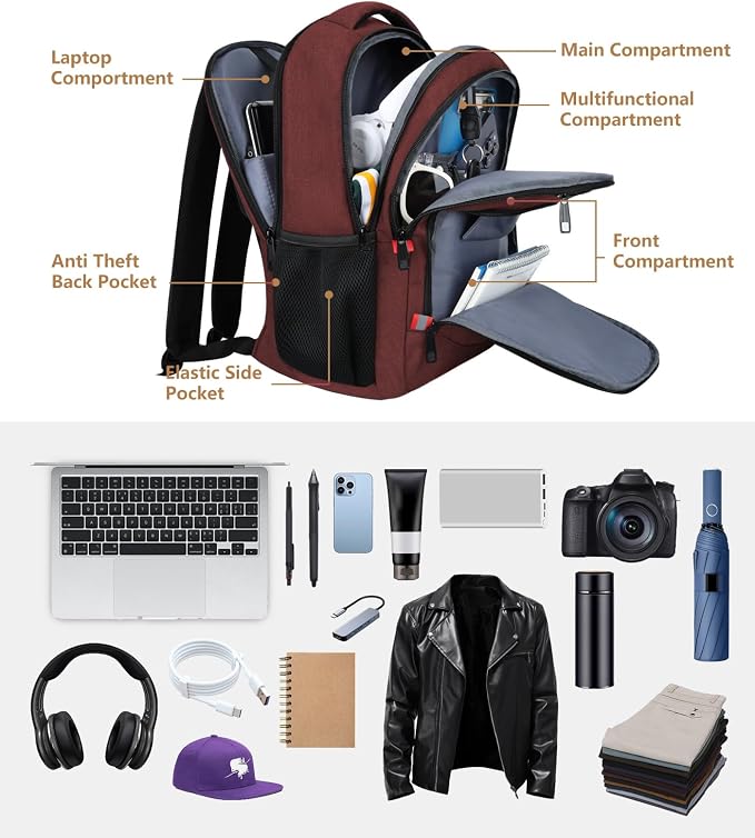 Backpack for Women Men, Travel School Backpacks for Teen Boys, Bookbag - Image 3
