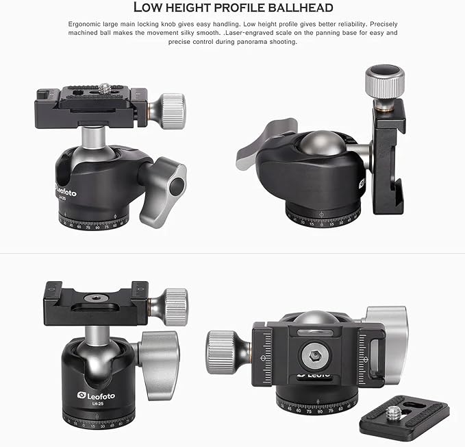 Leofoto Professional Camera Tripod, 4 Leg Sections, 360° Ball Head, Max Load - Image 2