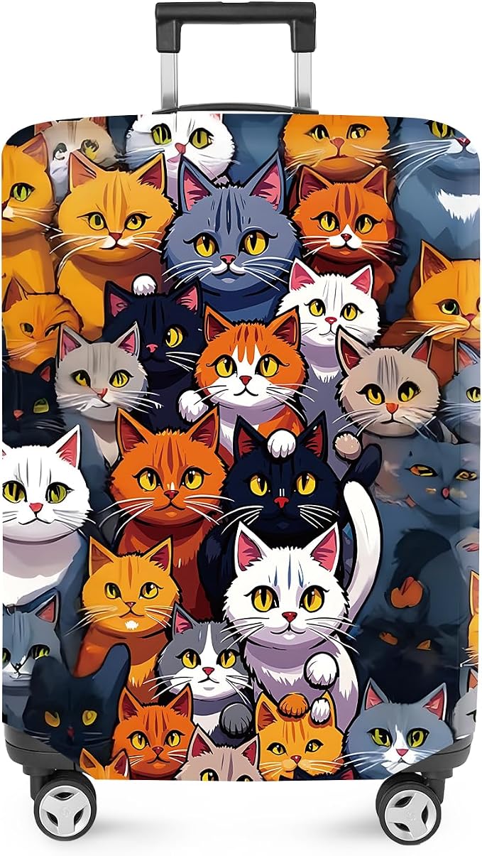 ANNA QUEEN Colorful Cat Luggage Cover, Fun Cat Design by ANNAQUEEN