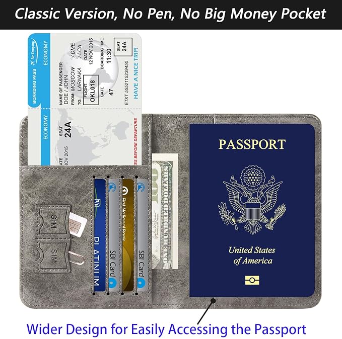 Passport Holder Cover Wallet Travel Essentials RFID Blocking Leather Card Case - Image 3