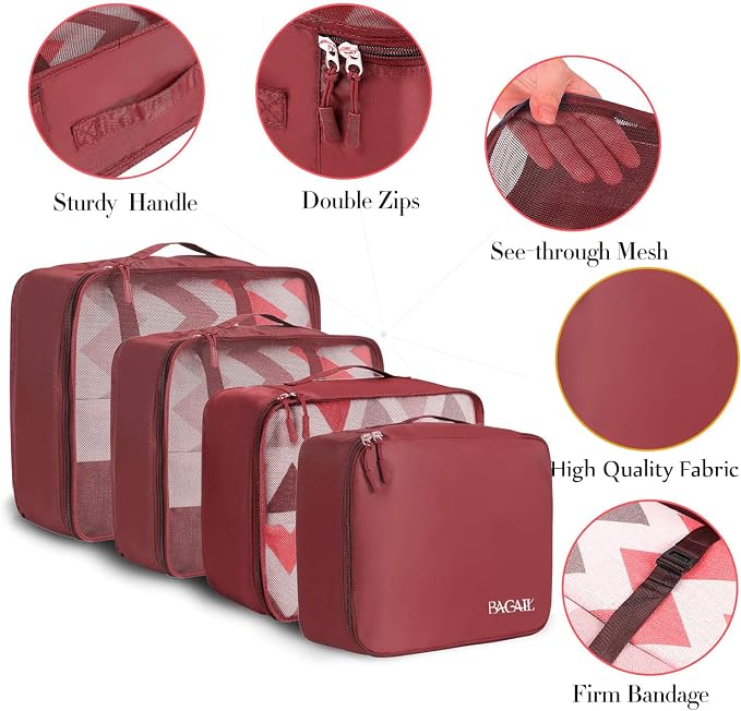 BAGAIL 8 Set Packing Cubes Luggage Packing Organizers - Image 4