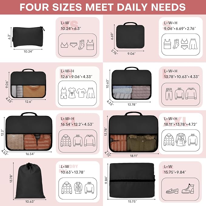 8 PCS Compression Packing Cubes - Image 2