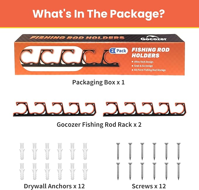Fishing Rod Holder for Garage, H5 Wall or Ceiling Mounted Fishing Pole Holders - Image 8