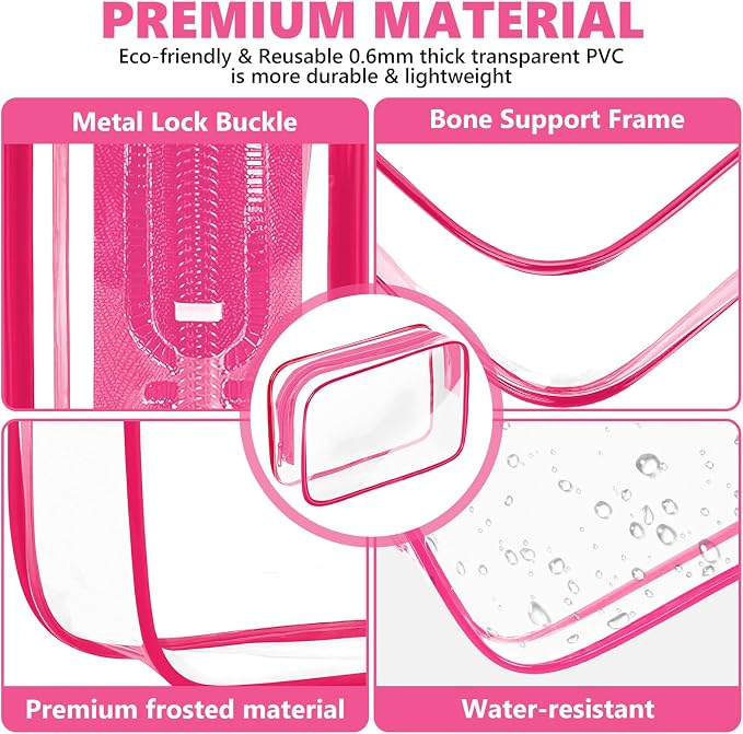AURUZA 4 Pack Clear Toiletry Bag, Portable Travel Makeup Pouch - Image 4