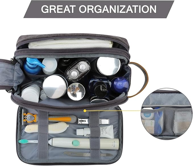 BAGSMART Toiletry Bag for Men, Canvas Travel Toiletry Organizer Dopp Kit - Image 2