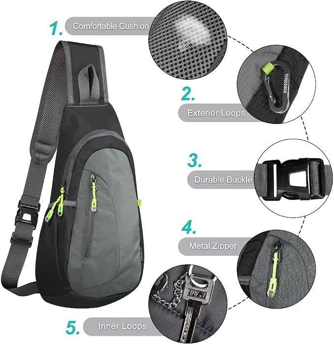 TITECOUGO Small Sling Bag, Lightweight Crossbody Backpack - Image 5