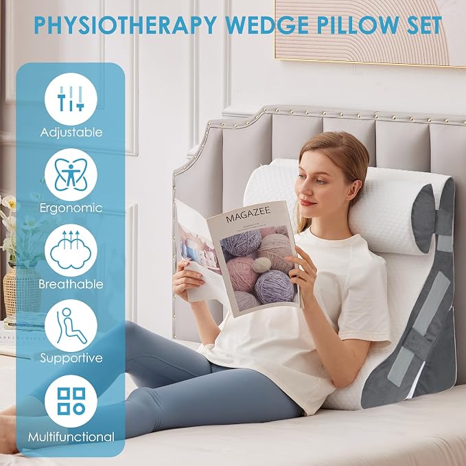 3PCS Bed Wedge Pillow for Headboard, Adjustable Wedge Pillow for Sleep Apnea - Image 7