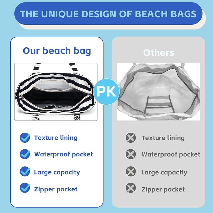 LEDAOU Beach Bag Waterproof Sandproof Women Tote Bag Pool Bag - Image 5