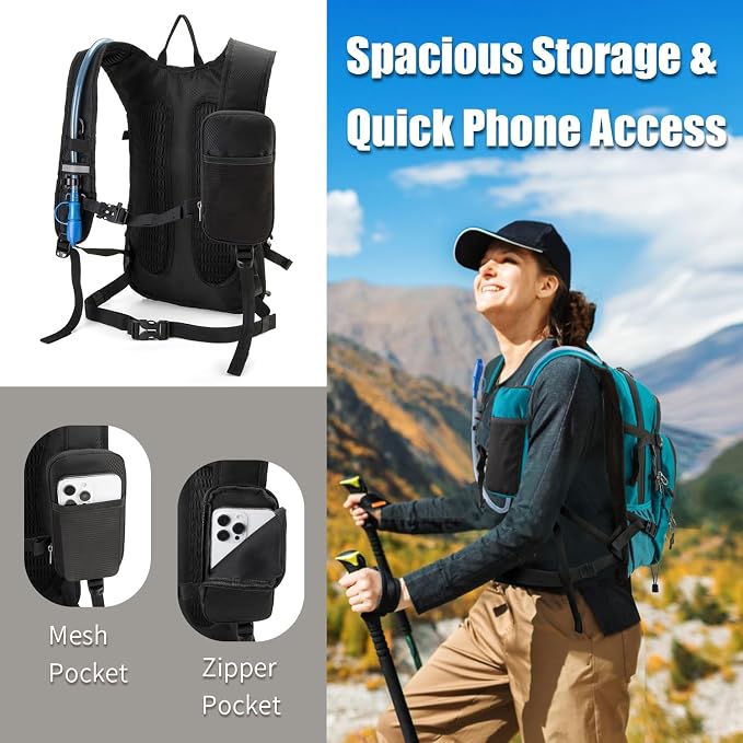 Hydration Backpack Pack with 2L Water Bladder 18L Hiking Backpack Women Men - Image 4