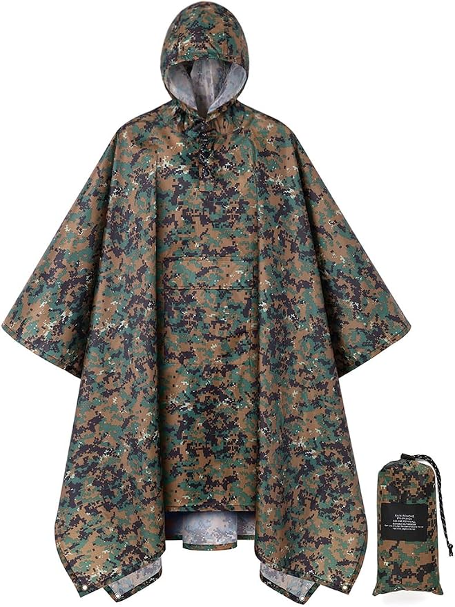 salamra Hooded Rain Poncho Waterproof Raincoat Jacket by salamra