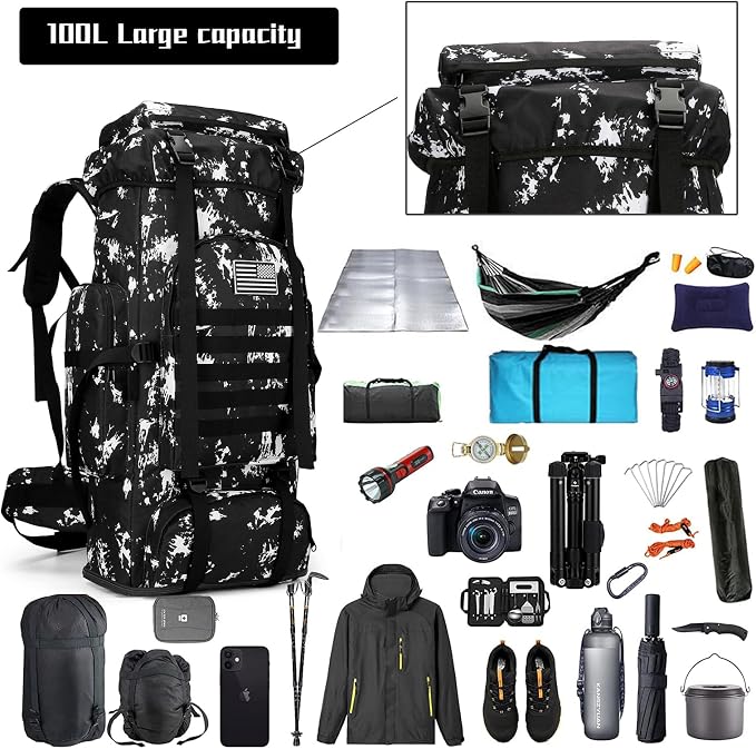 Hiking Backpack for Men 70L/100L Camping Backpack Military Rucksack Molle 3 - Image 3