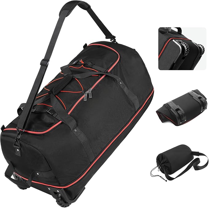 Vomgomfom Wheeled Collapsible Duffel Bag, 110L-140L Expandable Checked Luggage by Vomgomfom