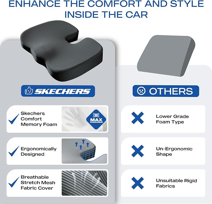 Skechers Memory Foam Seat Cushion, Office Chair Cushion - Image 6
