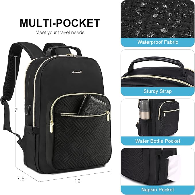 LOVEVOOK Laptop Backpack for Women, Stylish Quilted Backpacks Purse for - Image 3