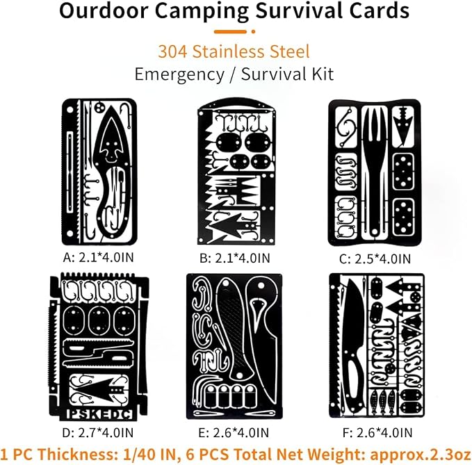 PSKOOK 12 Pcs Survival Multitool Card Emergency Camping Tool EDC Kit in Your - Image 5