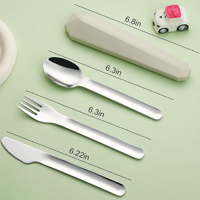 DEVICO Travel Utensils with Case, Reusable Camping Silverware Cutlery, 18/8 - Image 3