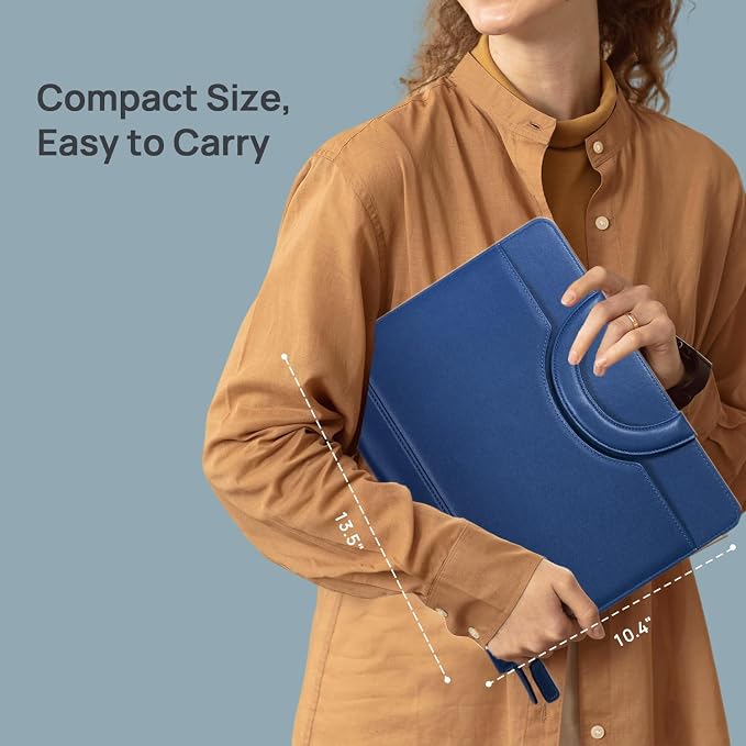 POPRUN Portfolio Binder with Zipper, Leather Padfolio Document Organizer with - Image 3