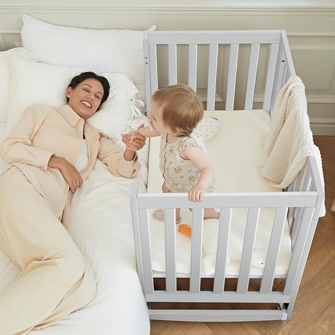 EvoNest Baby Crib, 6 in 1 Convertible Mini Crib - Image 3