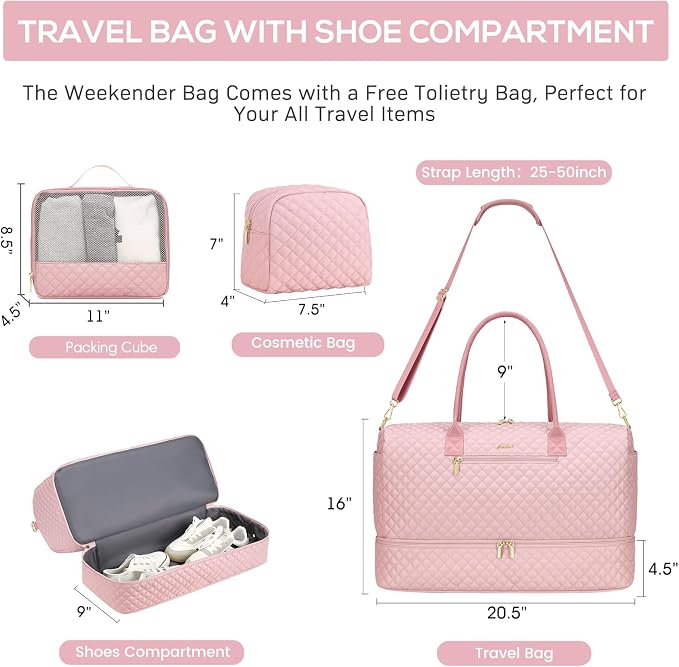 Travel Duffle Bag for Women Weekender Overnight Bag - Image 3