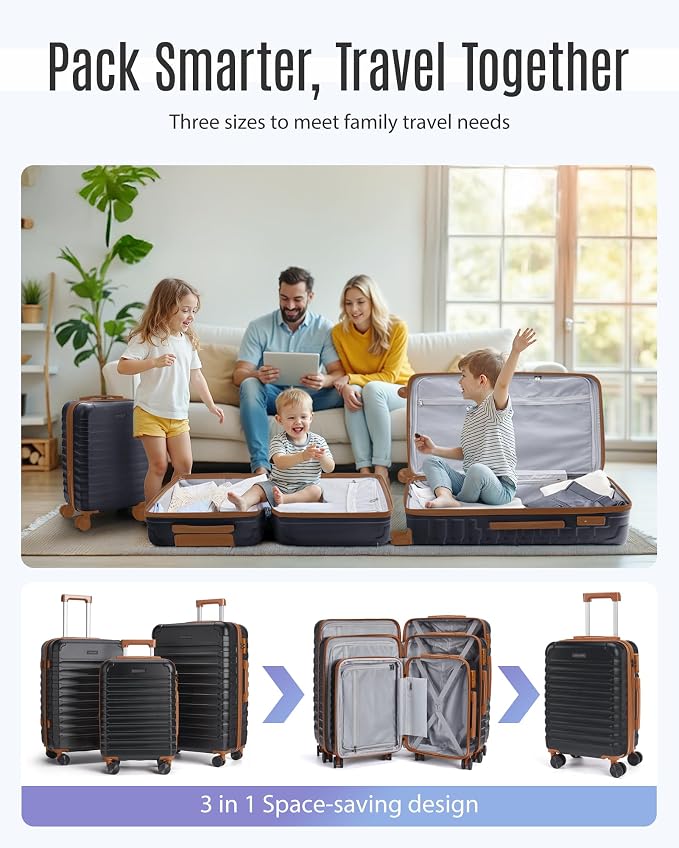 LIGHT FLIGHT Luggage Sets, 3 Piece Durable Suitcase Set - Image 2