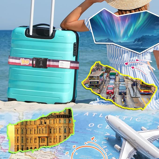 Adjustable Luggage Straps with Combination Lock – 2 Pack Bright Colors - Image 4